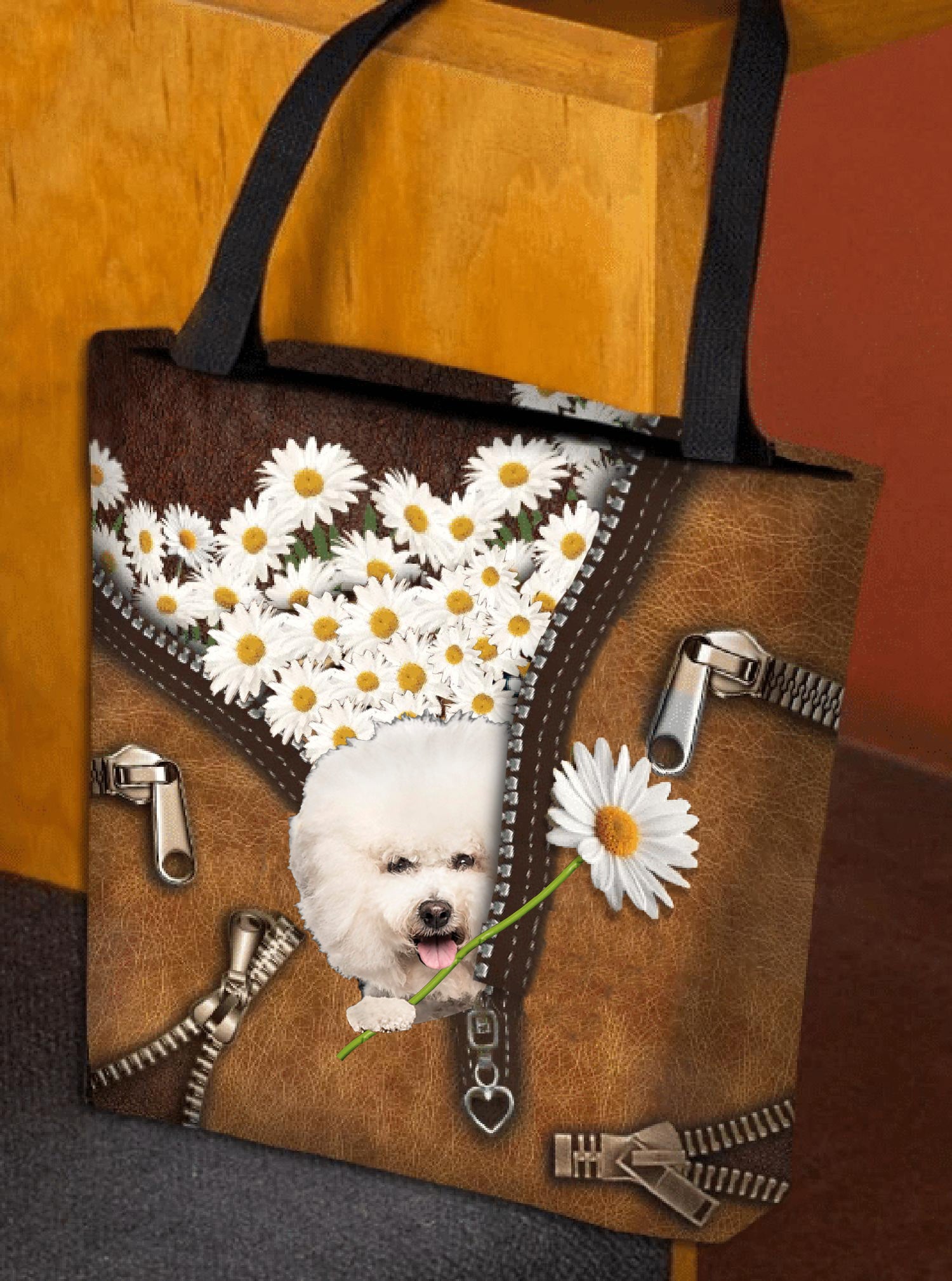 Bichon Frise Daisy Women Tote Bag