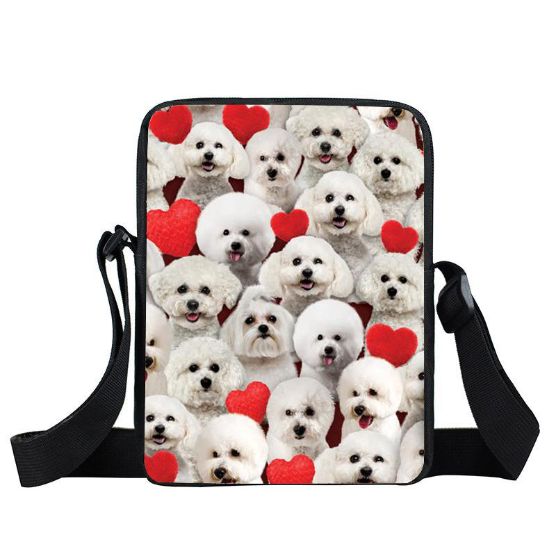 A Bunch Of Bichon Frises Oxford Cloth Zipped Messenger Bag
