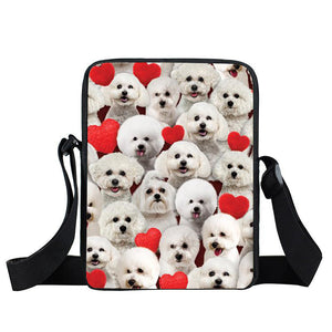 A Bunch Of Bichon Frises Oxford Cloth Zipped Messenger Bag
