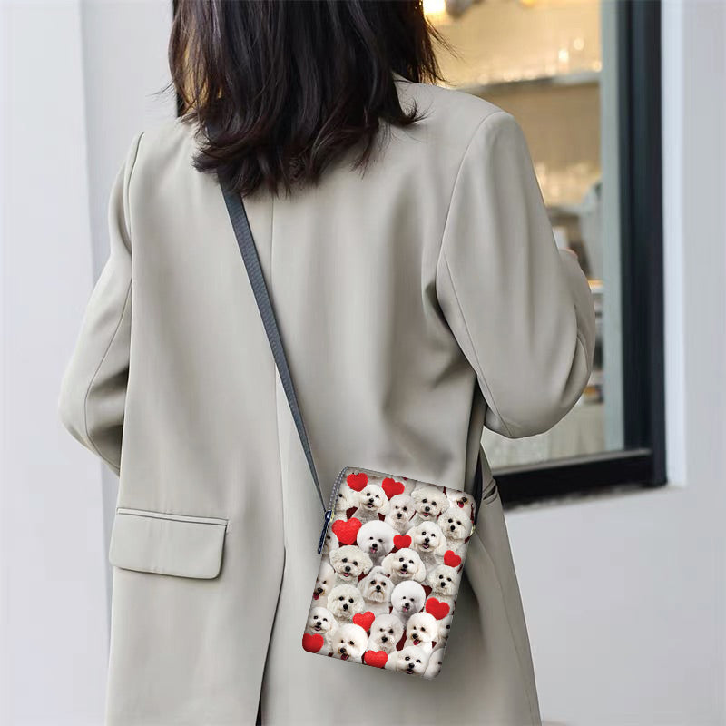 A Bunch Of Bichon Frises Oxford Cloth Zipped Messenger Bag