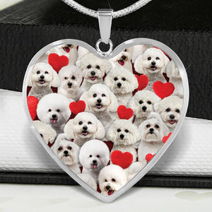 A Bunch Of Bichon Frises Heart Necklace