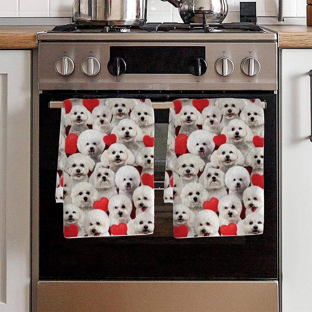 A Bunch Of Bichon Frises Kitchen Towel
