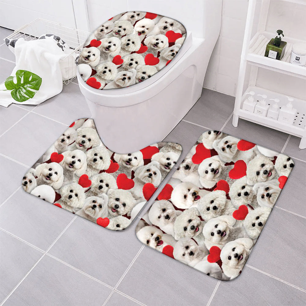 A Bunch Of Bichon Frises Bathroom Mat Set