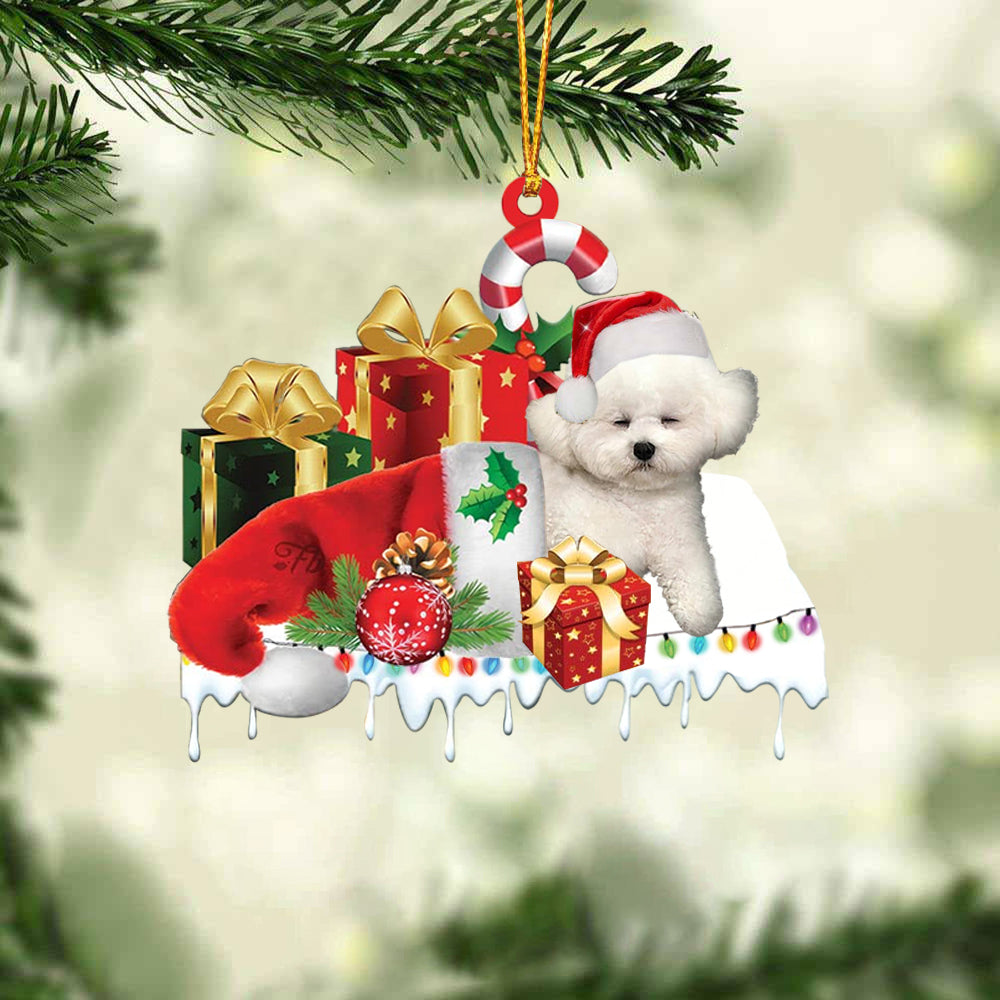 Bichon frise Merry Christmas Hanging Ornament-0211