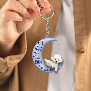Bichon frise I Love You To The Moon And Back Flat Acrylic Keychain