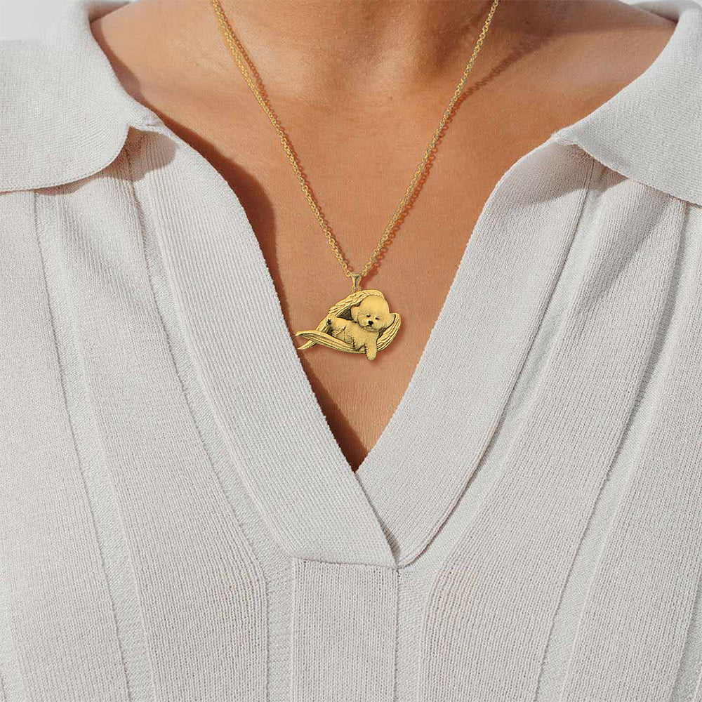 Bichon frise Sleeping Angel Necklace
