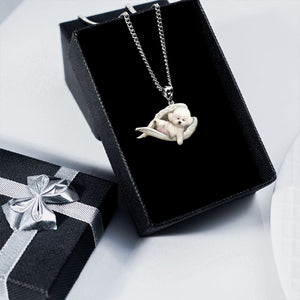 Bichon frise Sleeping Angel Stainless Steel Necklace