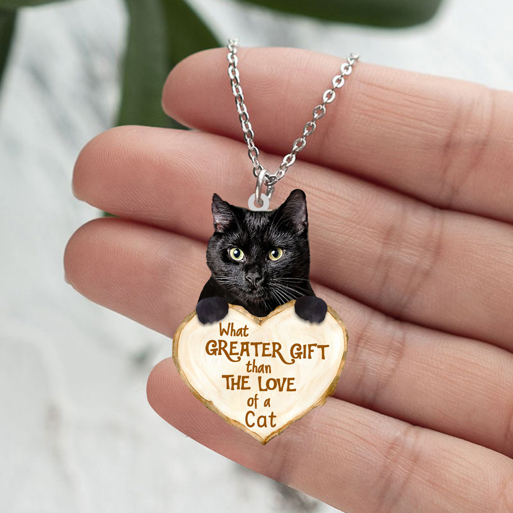 Black Cat -What Greater Gift Than The Love Of Dog Stainless Steel Necklace