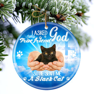 God Send Me A/An Black Cat Porcelain/Ceramic Ornament