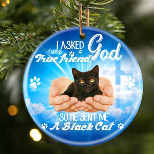 God Send Me A/An Black Cat Porcelain/Ceramic Ornament