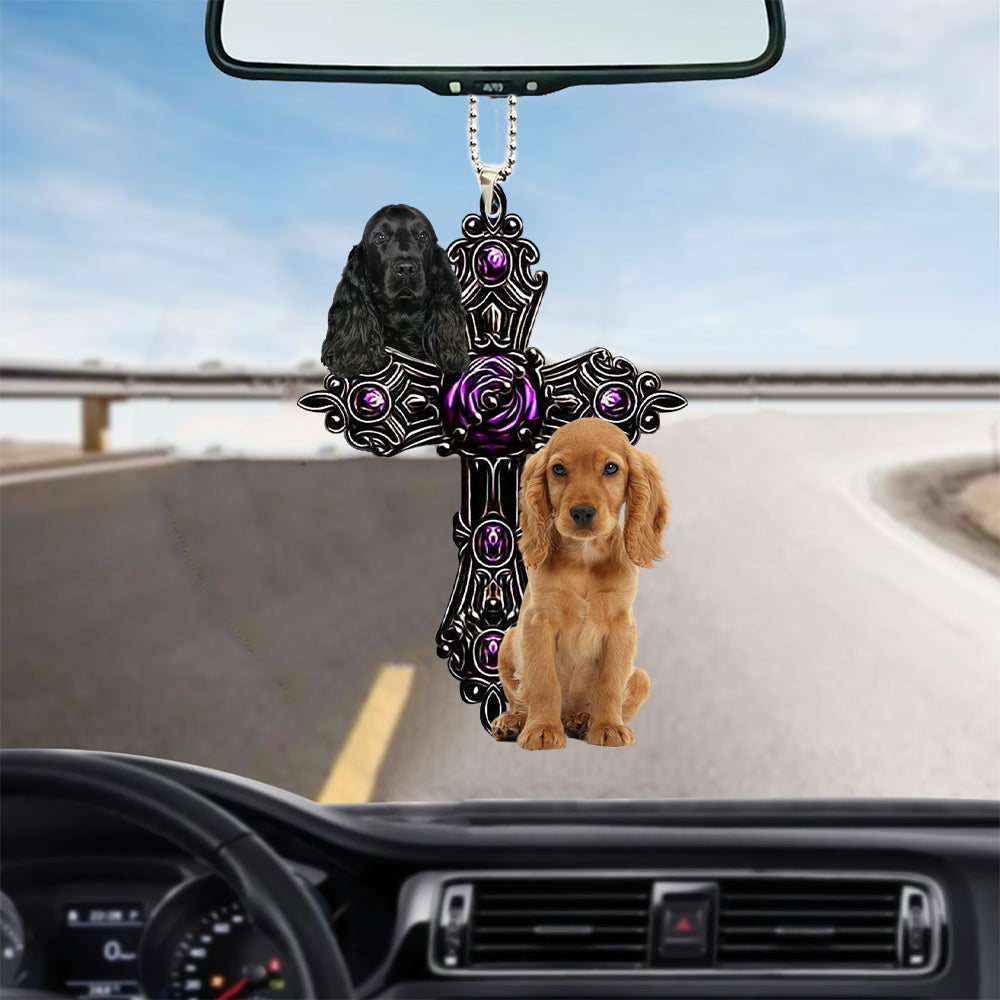 Cocker Spaniel 022Pray For God Car Hanging Ornament