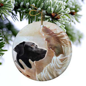 New Release -Black Labrador Retriever With God Porcelain/Ceramic Ornament