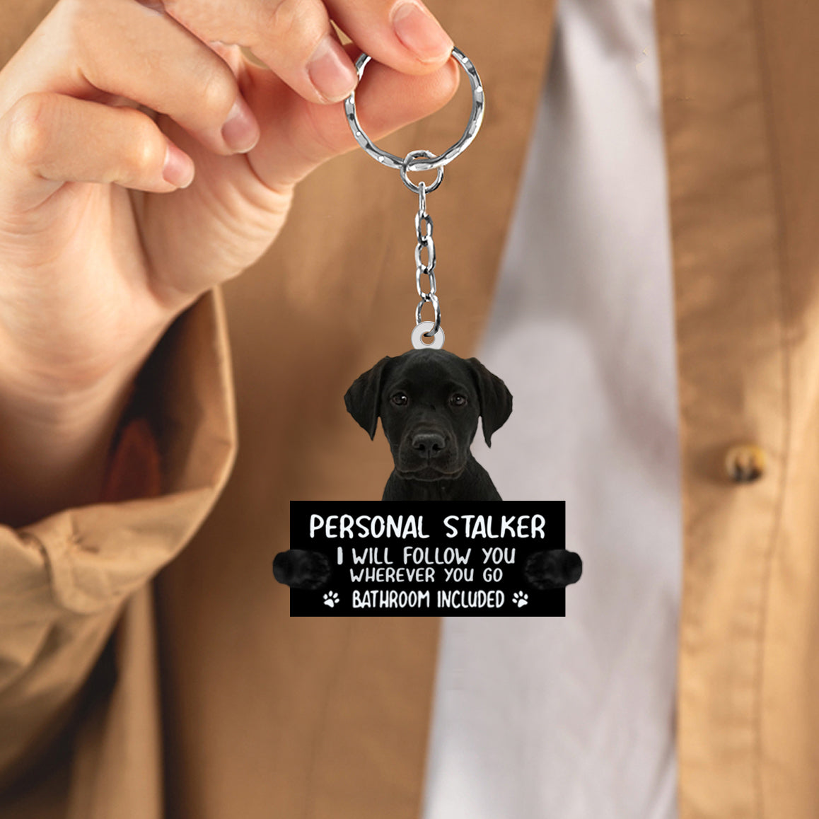 Black Labrador Retriever Personal Stalker Acrylic Keychain