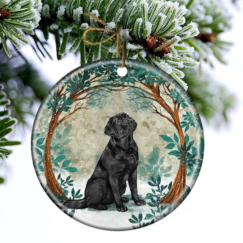Black Labrador Retriever Among Forest Porcelain/Ceramic Ornament
