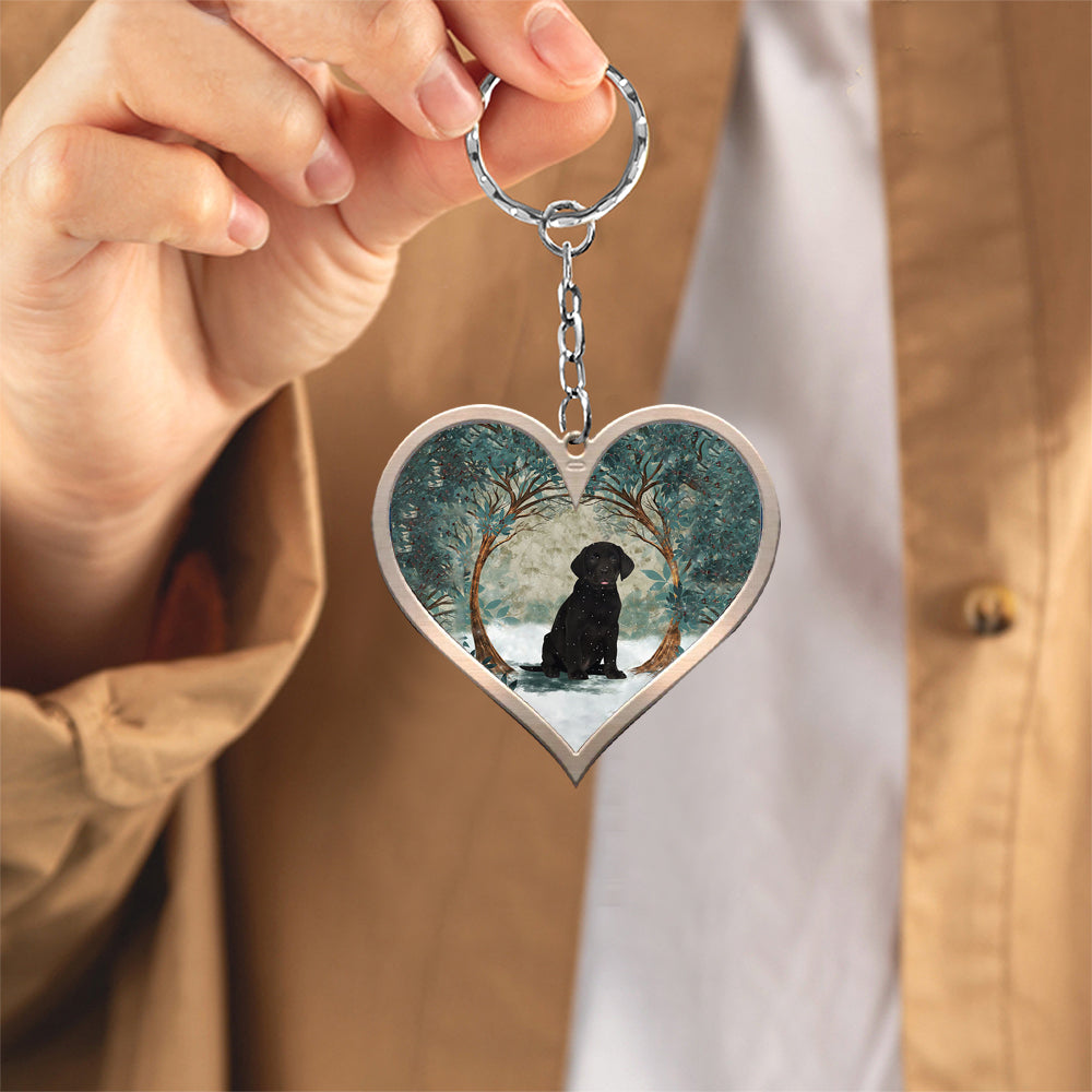 Labrador  Heart Shape Stainless Steel Keychain