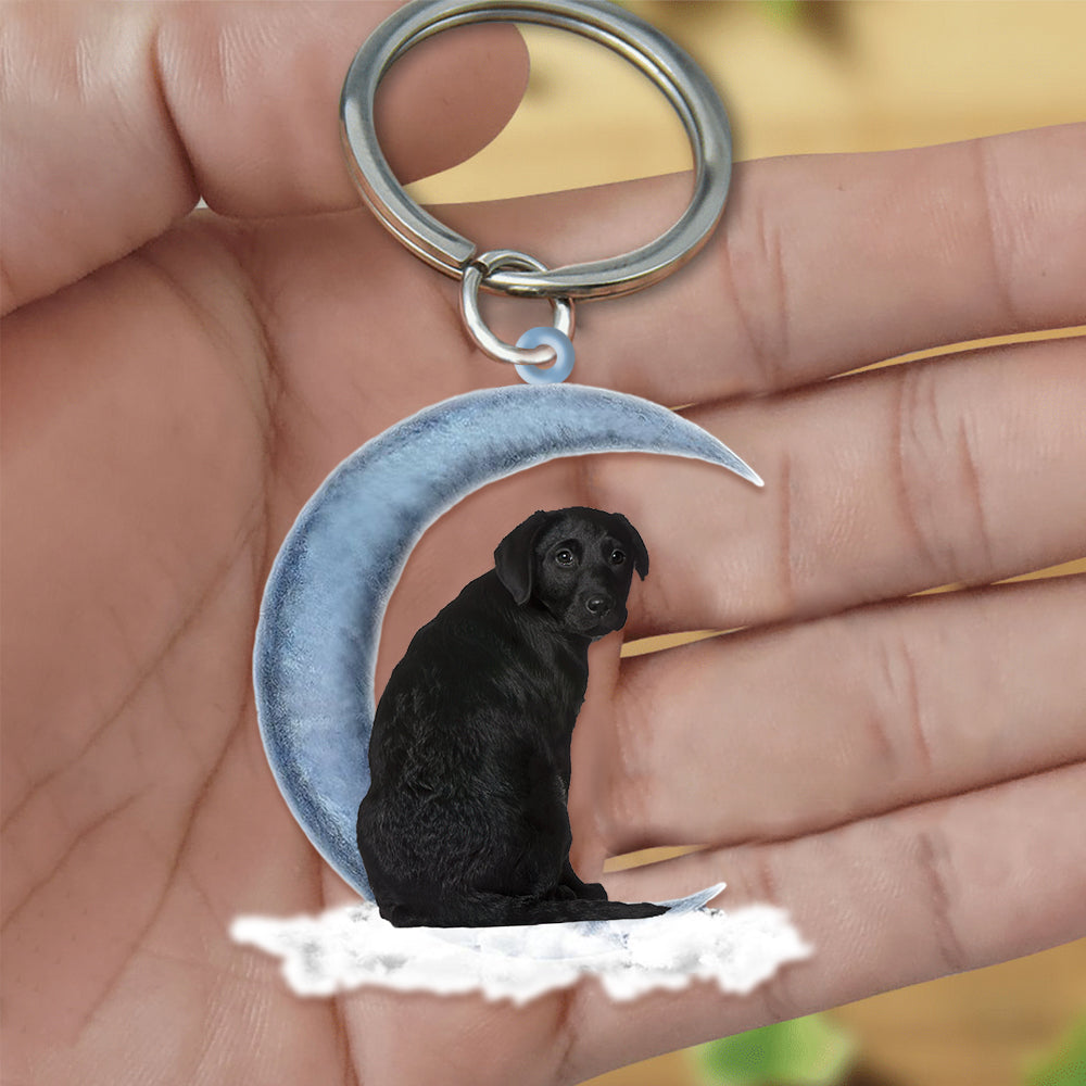 Black Labrador Retriever Sitting On The Moon Flat Acrylic Keychain