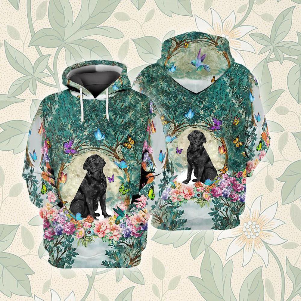 Black Labrador Retriever Among Forest Unisex Hoodie