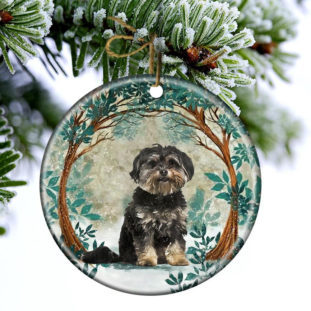 Black Maltese Among Forest Porcelain/Ceramic Ornament