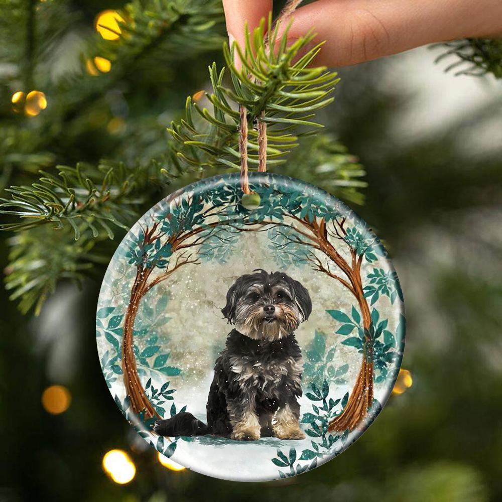 Black Maltese Among Forest Porcelain/Ceramic Ornament