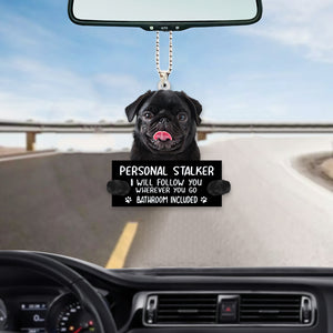 Black Pug Personal Stalker Car Hanging Ornament