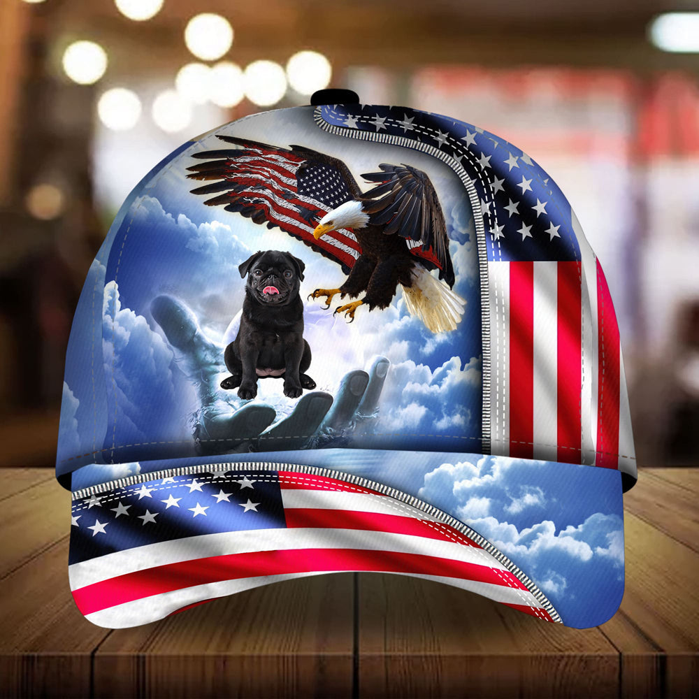 Black Pug Perfect One Nation Under God Cap For Patriots And Dog Lovers