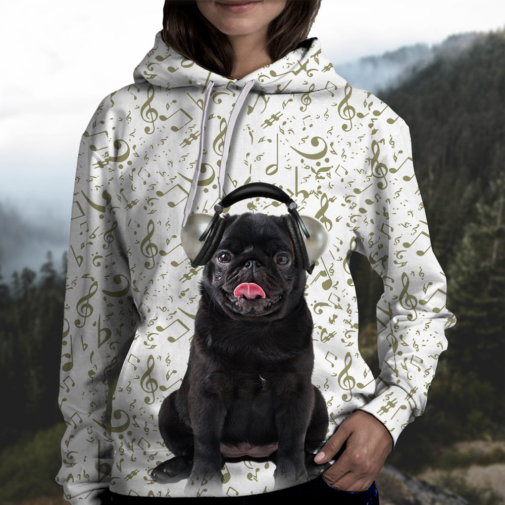Great Music With Black Pug Unisex Hoodie