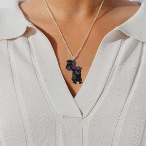 Black Pug Pray For God Stainless Steel Necklace