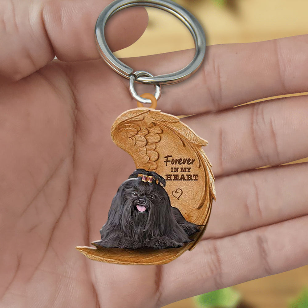 Black Shih Tzu Forever In My Heart Flat Acrylic Keychain