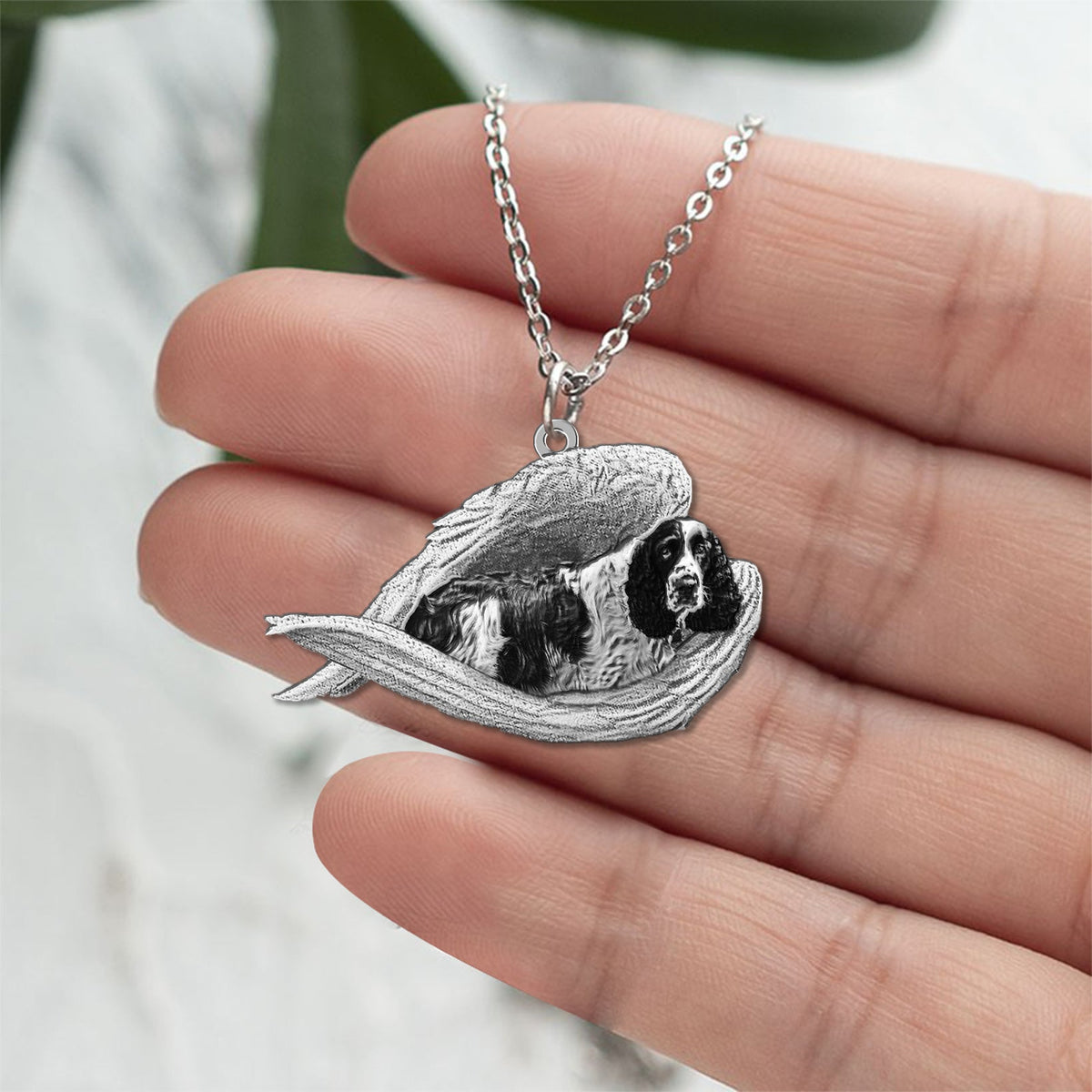 English springer Sleeping Angel Necklace