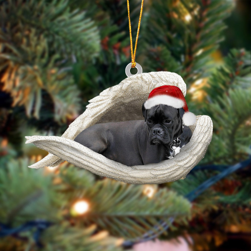 Black boxer Sleeping Angel Christmas Ornament