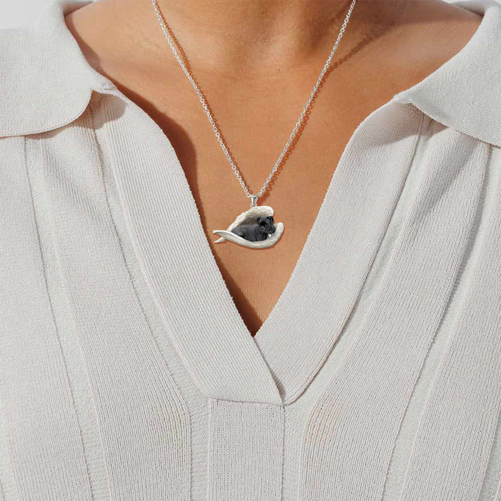 Black boxer Sleeping Angel Stainless Steel Necklace