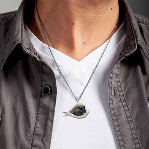 Black boxer Sleeping Angel Stainless Steel Necklace