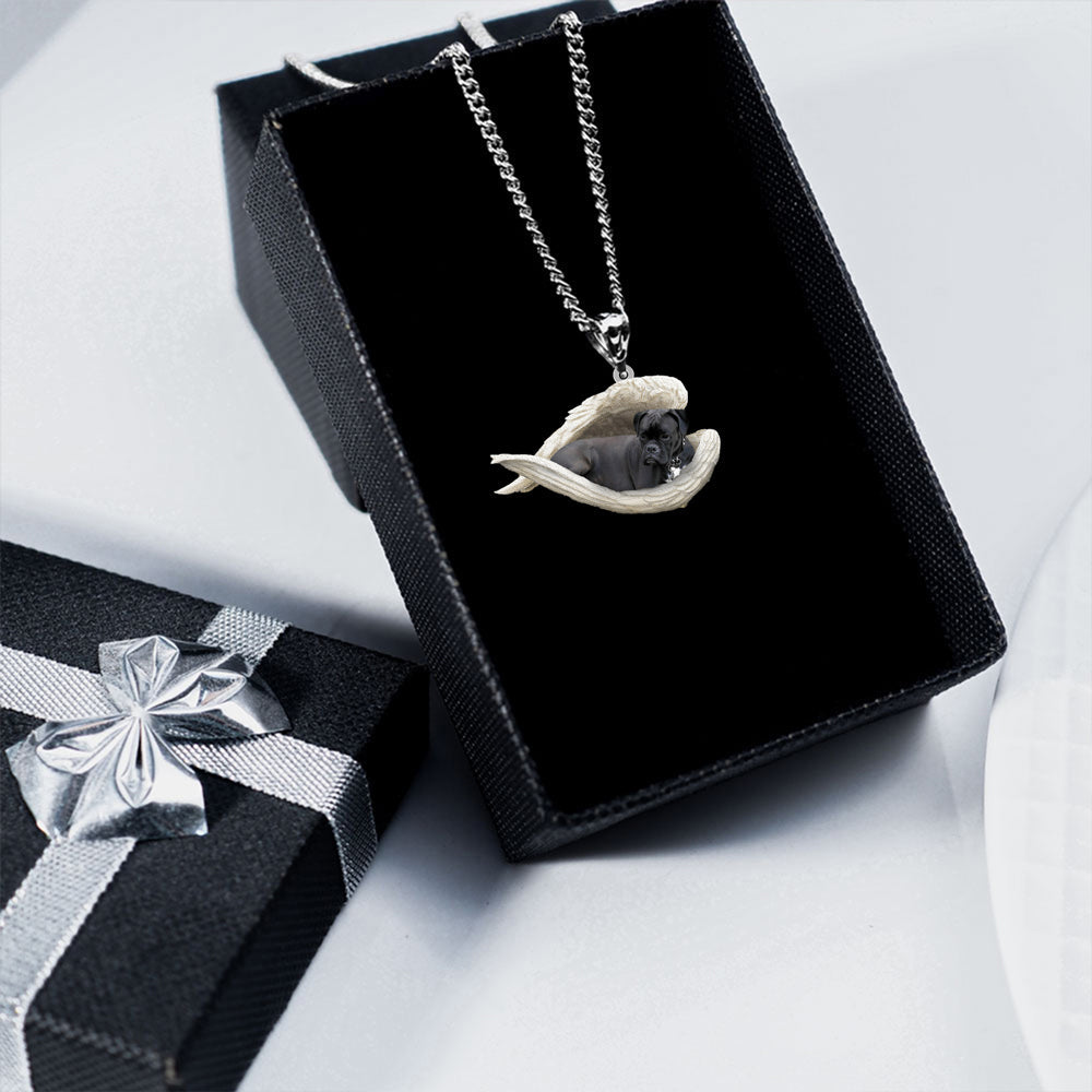 Black boxer Sleeping Angel Stainless Steel Necklace