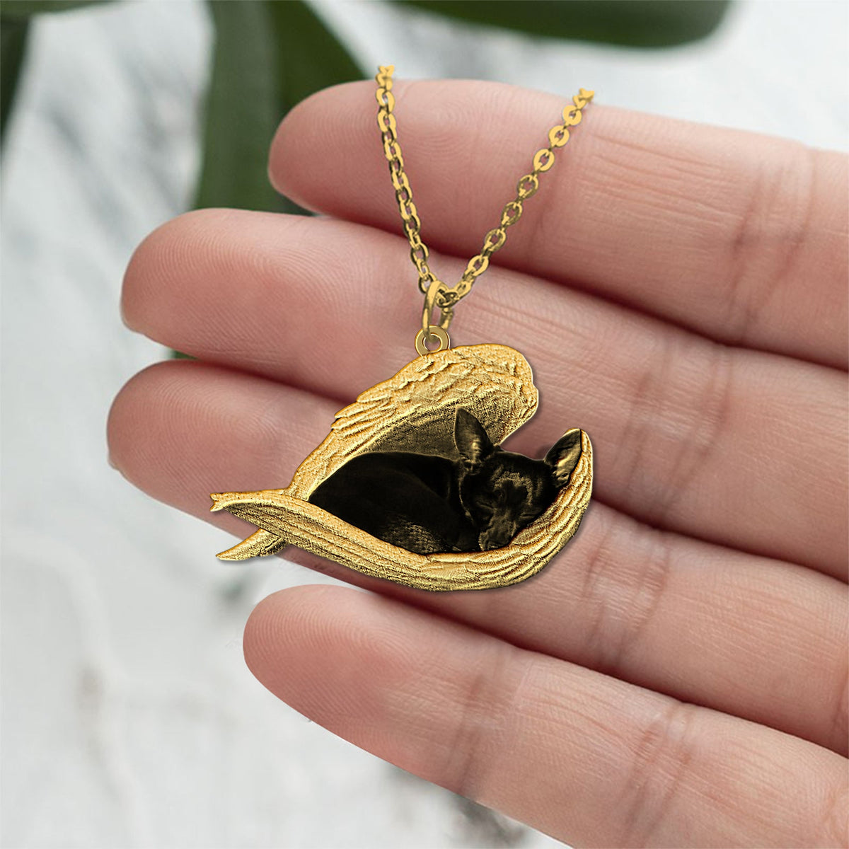 chihuahua Sleeping Angel Necklace