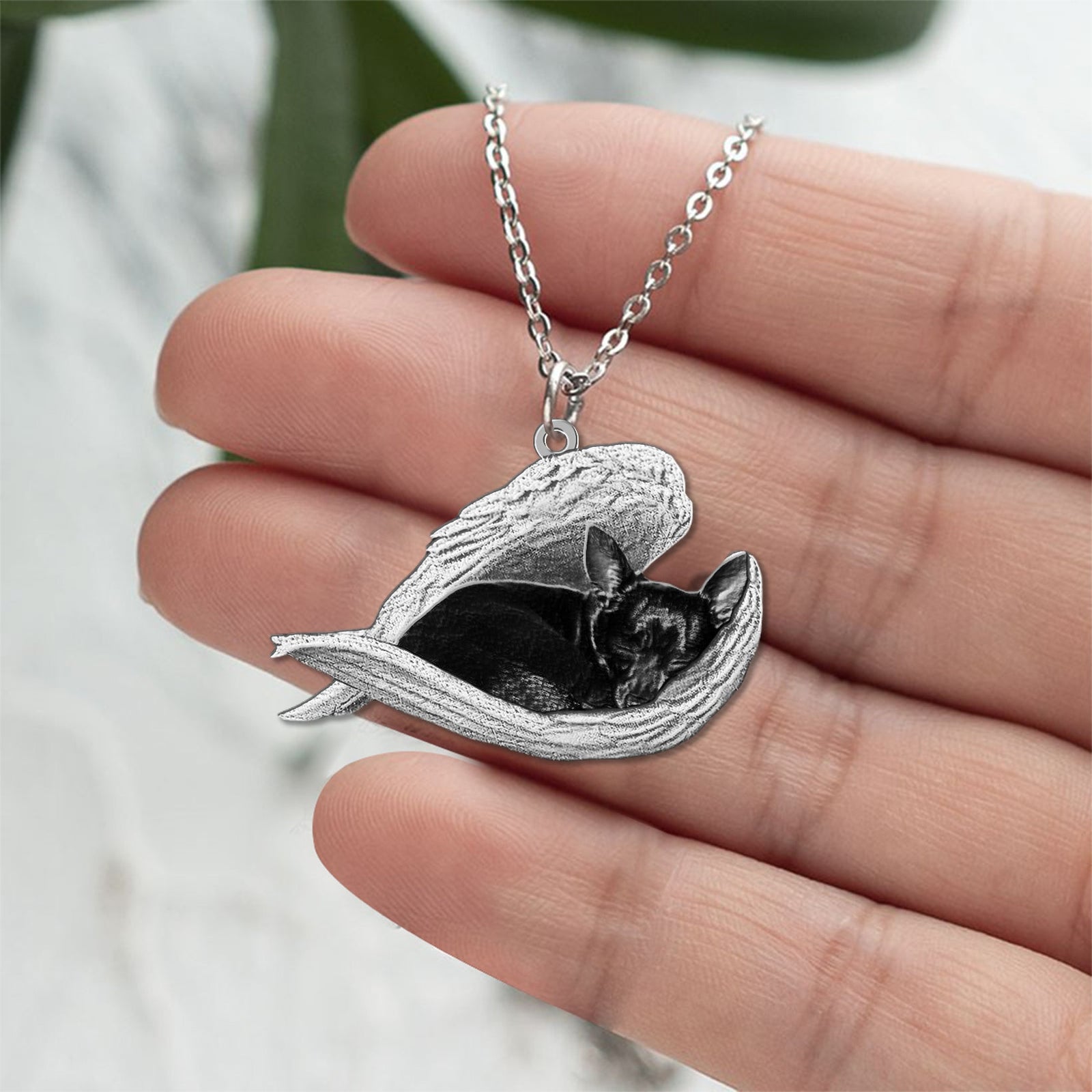 chihuahua Sleeping Angel Necklace