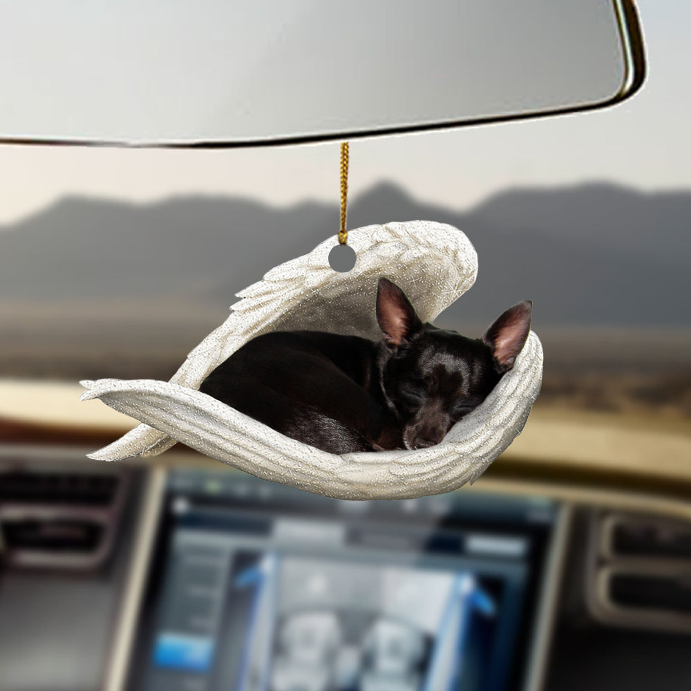 Black chihuahua Sleeping Angel Car Hanging Ornament