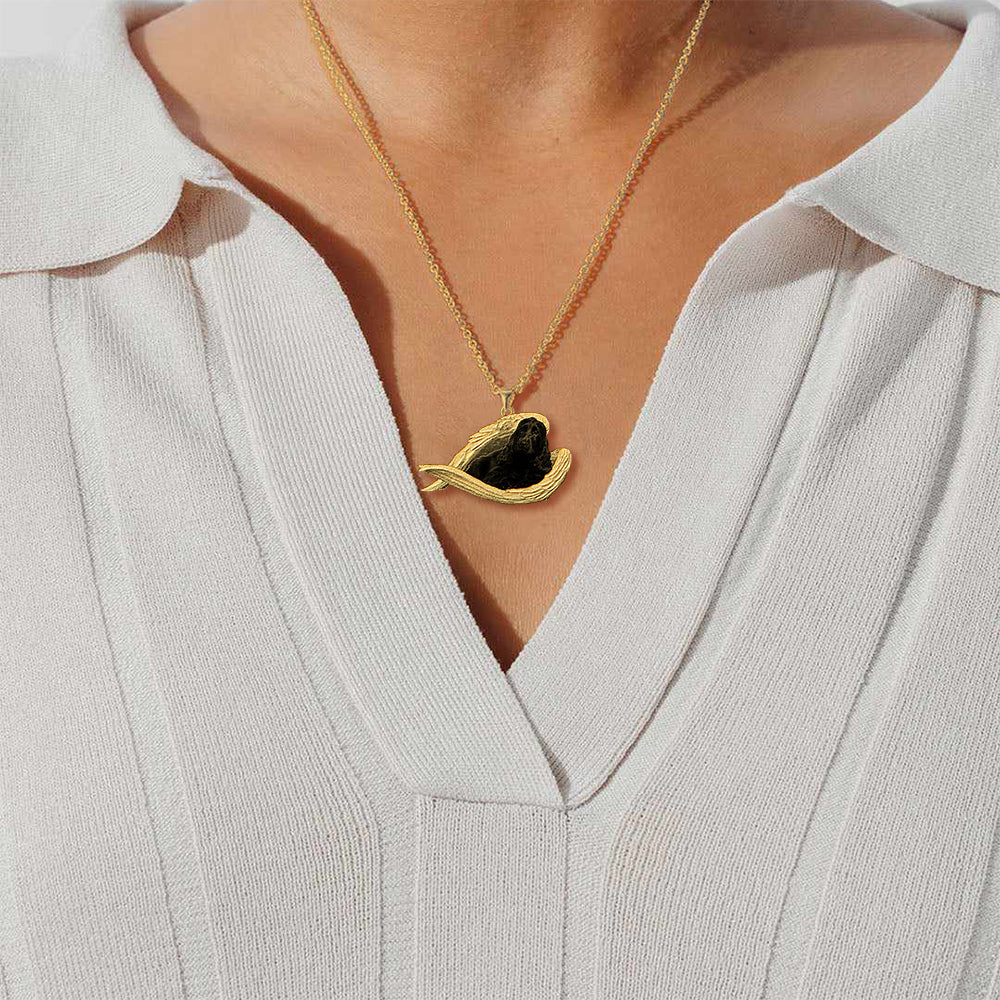 Black cocker spaniel Sleeping Angel Necklace