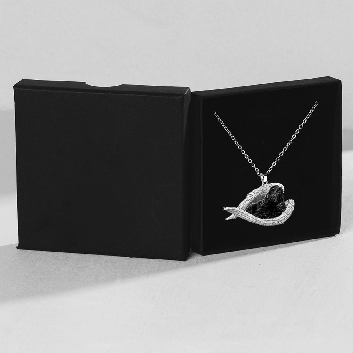 Black cocker spaniel Sleeping Angel Necklace