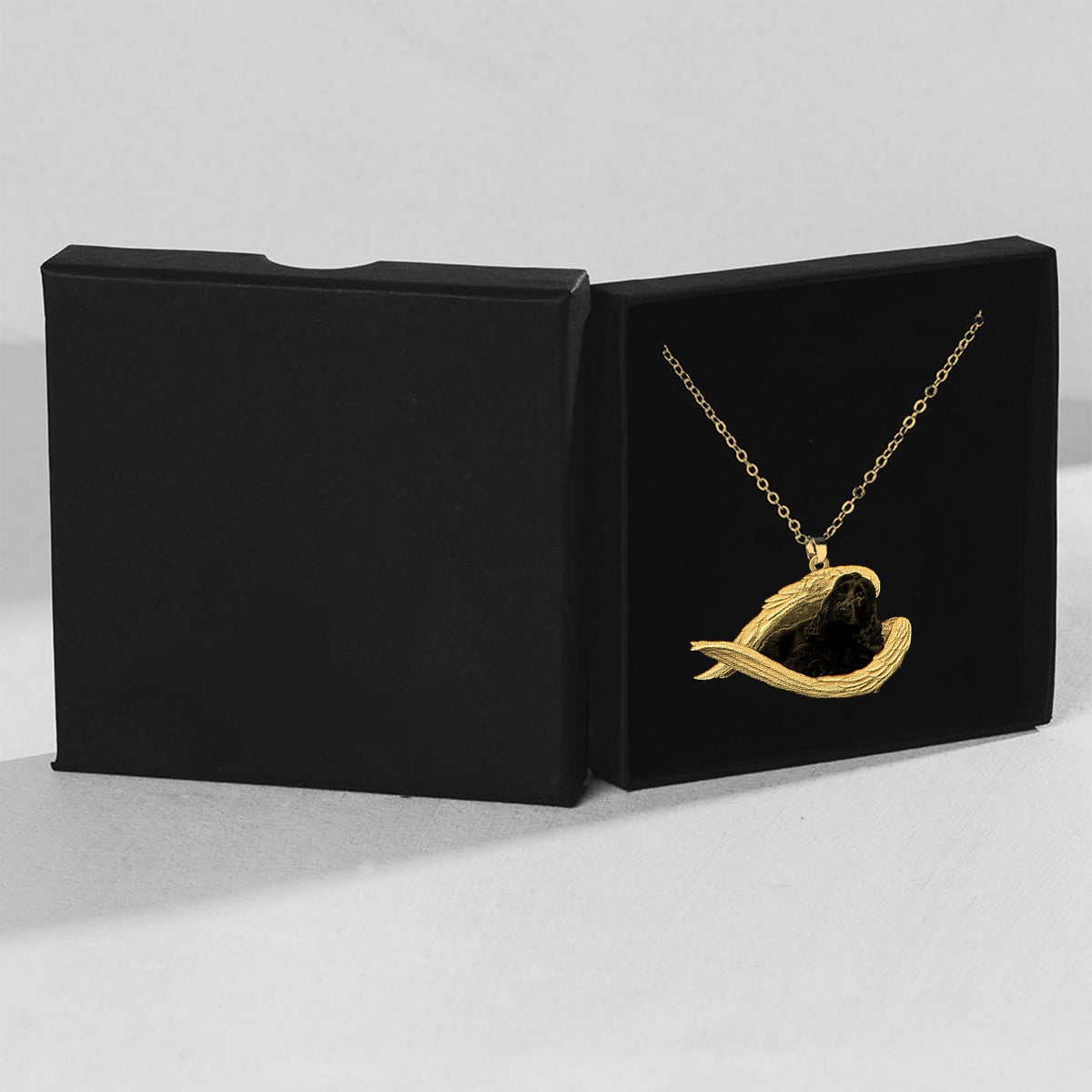 Black cocker spaniel Sleeping Angel Necklace