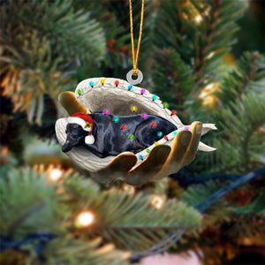 Black labrador Sleeping Angel In God Hand Christmas Ornament