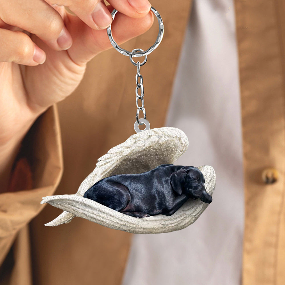 Black labrador Sleeping Angel Acrylic Keychain