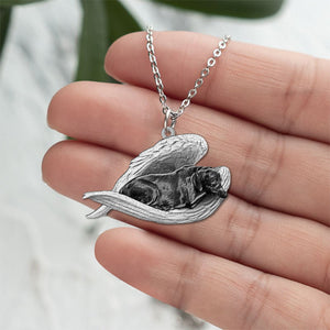 Black labrador Sleeping Angel Necklace