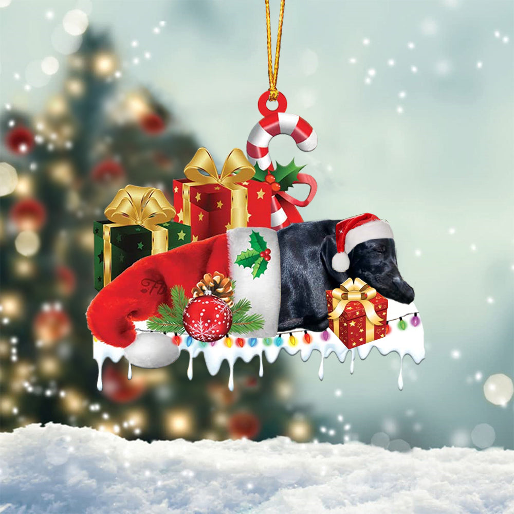 Black labrador Merry Christmas Hanging Ornament-0211