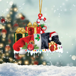 Black labrador Merry Christmas Hanging Ornament-0211