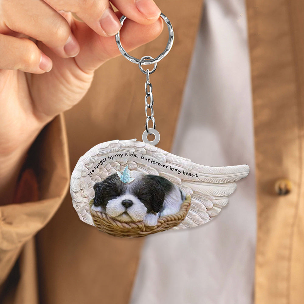 Black White Shih Tzu Sleeping Angel - Forever In My Heart Acrylic Keychain