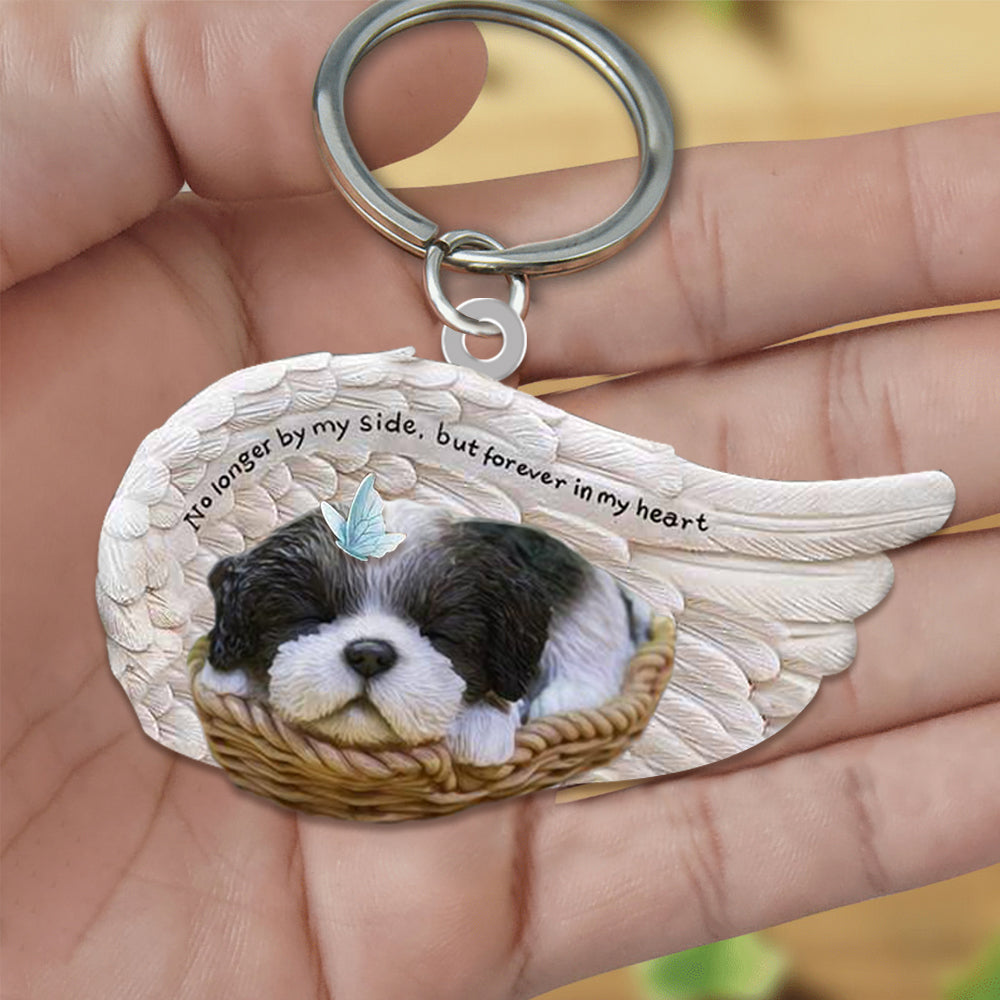 Black White Shih Tzu Sleeping Angel - Forever In My Heart Acrylic Keychain