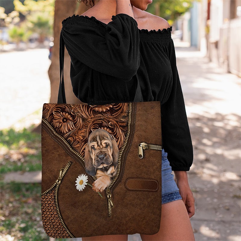 Bloodhound Holding Daisy Tote Bag