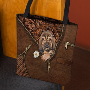Bloodhound Holding Daisy Tote Bag
