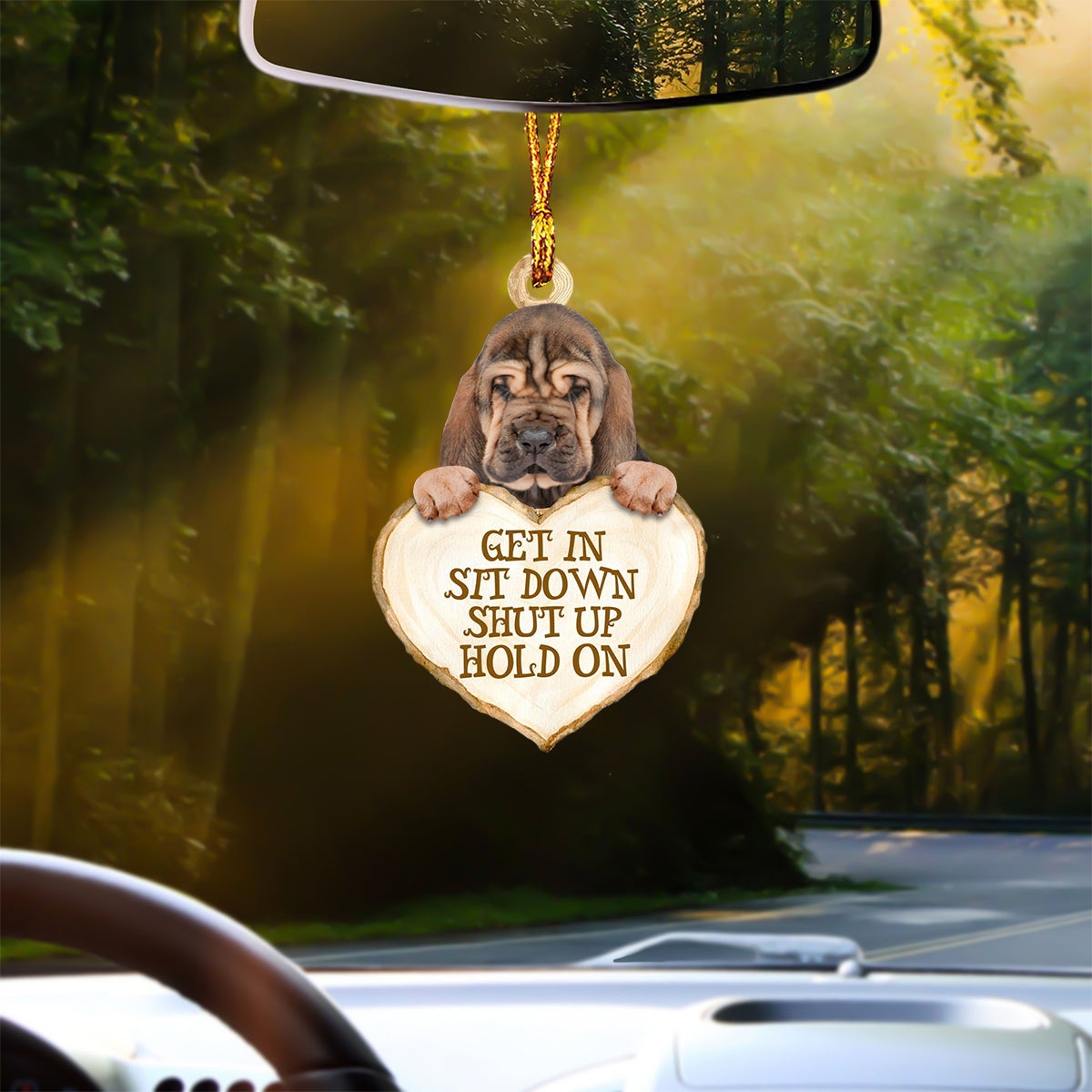 Bloodhound Heart Shape Get In Car Hanging Ornament