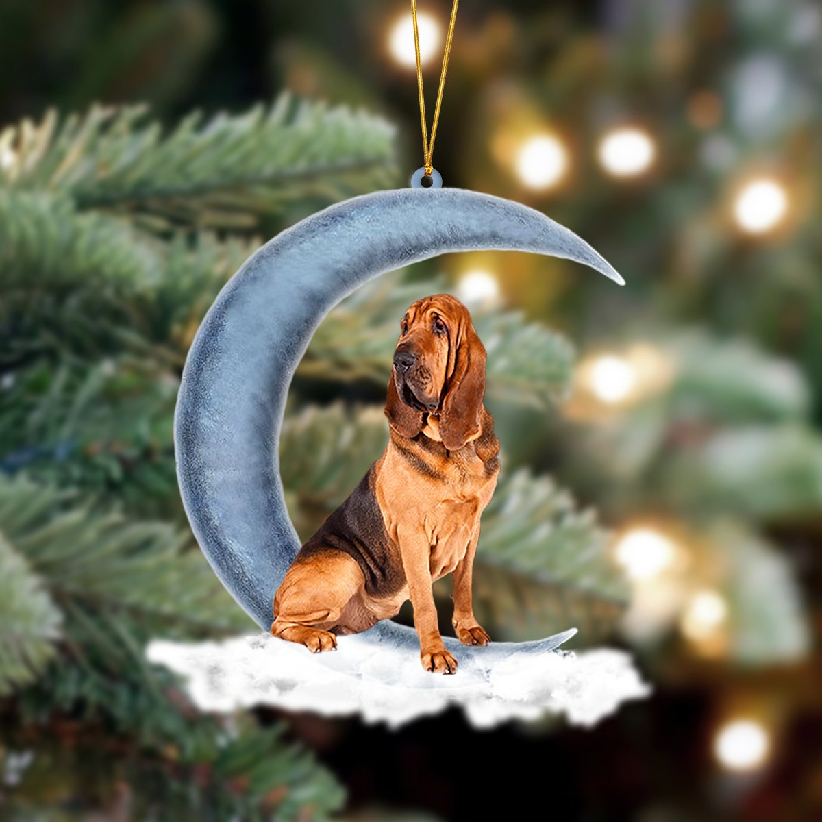 Bloodhounds Sits On The Moon Hanging Ornament